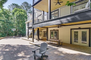 Spacious Patio | 4-Story Home | Seating | Basketball Hoop