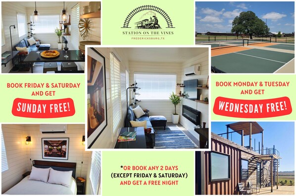 Enjoy a free night when you book any 2 nights (except Friday and Saturday)!