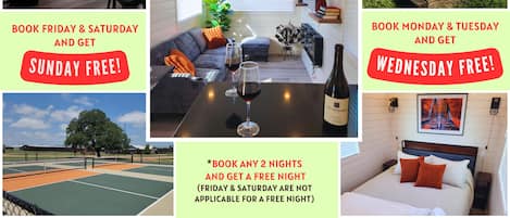 Enjoy a free night when you book any 2 nights! (Friday and Saturday are not applicable for a free night)