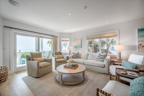 Living Room | Palms Postcard | 1006 Ocean Blvd, Dunescape 103, Isle of Palms, SC | IOP Escapes