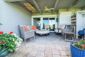 Relaxing is easy in the comfortable outdoor patio furniture.