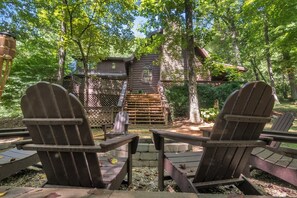 Stay warm by the firepit 