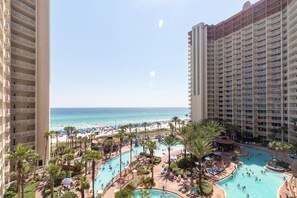 Beautiful view from the balcony of Shores of Panama resort and the Gulf of Mexico