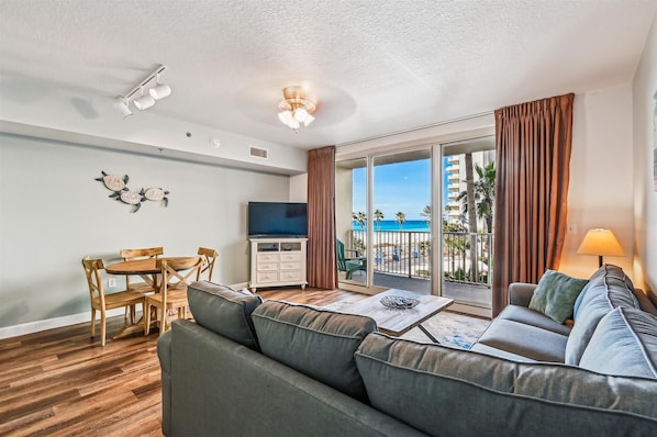 living room view onto balcony