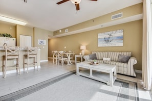 Living room area with sleeper sofa