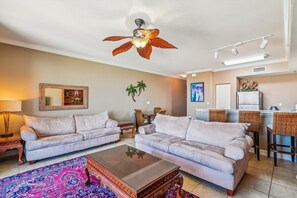 Living room with couch and loveseat