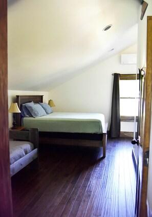 North Bedroom No. 1, Queen bed, twin bed, wardrobe, desk 
