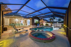 At night, our poolside fun never stops — dive in under the stars and keep the good times flowing.

