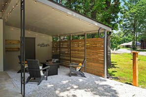 Including lounge chairs and firepit