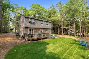 The backyard is the perfect oasis after a day at the beach!