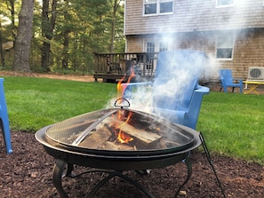 Enjoy s'mores or roast a hot dog on the fire!