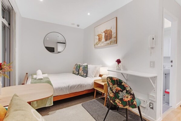 The studio apartment is well laid out and makes great use of the space.