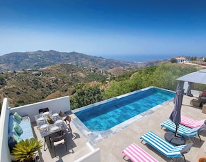 10x3 mtr saltwater infinity pool with breath taking views down to the coast