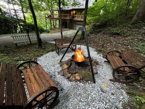 The hanging fire pit is one of our most enjoyable features.