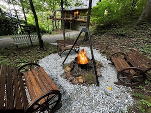 The hanging fire pit is one of our most enjoyable features.