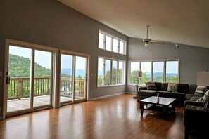 2nd-floor living room and balcony