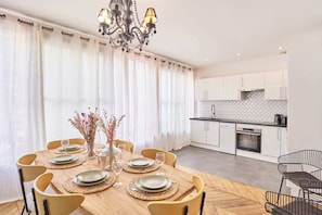 Dining room with kitchen