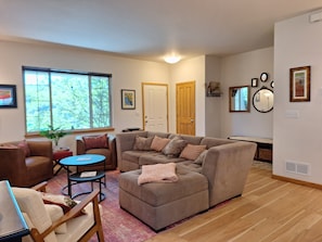 Living Room with Fireplace and Smart TV | Lots of comfortable seating!