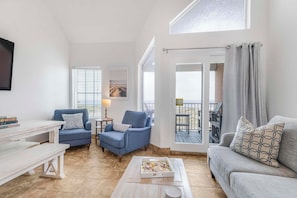 Living room with large flat-screen TV