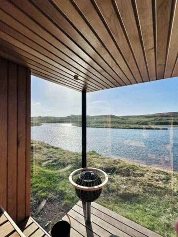 Shared sauna. For privacy, guest can reserve a sauna time slot for personal use. (1)