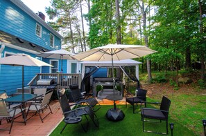Enjoy our fully stocked patio with a grill and plenty of hang out spots