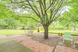 Back Patio | Spacious Yard | Water Views