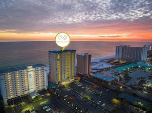 Jade East Towers Illuminated At Sunset