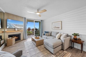 The unit includes a comfortable queen sofa  sleeper.