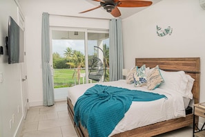 The bedrooms have terraces overlooking the golf course