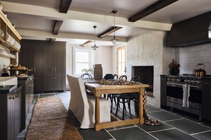 Eat in kitchen with wood burning fireplace