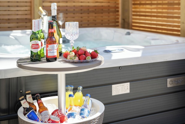 Unwind in the private hot tub