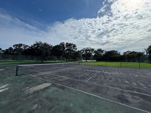 Tennis Court with Lake View