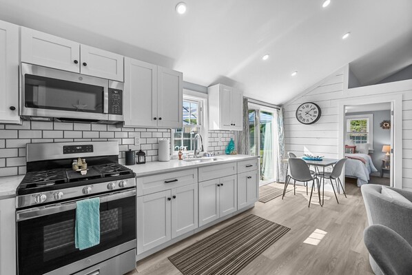 Kitchen with stainless steel appliances