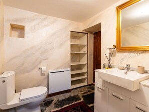 Flooring, Plumbing Fixture, Floor, Bathroom Sink, Sink, Interior Design, Bathroom, Bathroom Cabinet, Tap, Plumbing