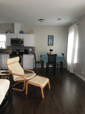 Large open kitchen/dining/living space