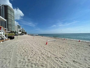 The Resort is in front of the Beach.