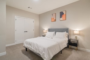 As you lie back on the queen bed, you are surrounded by elegant decor and a soothing color palette that calms the senses.
