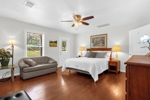 Spacious primary room with luxury finishes