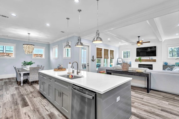 The open, airy layout of the main level is ideal for unforgettable days together