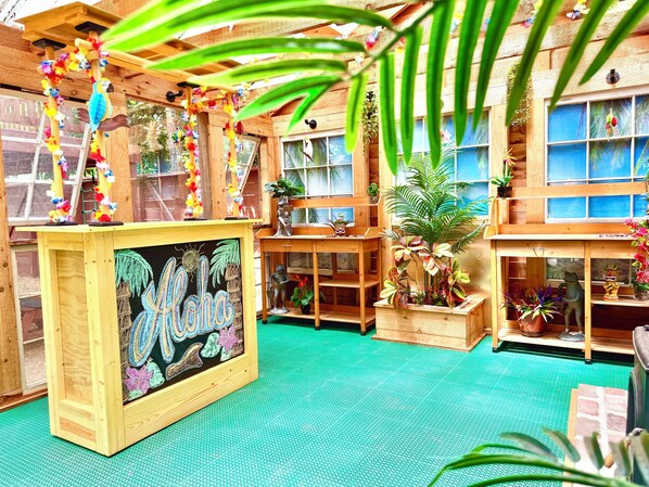 Your indoor tiki bar adds island vibes to your stay.