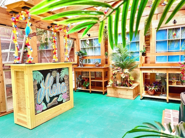Your indoor tiki bar adds island vibes to your stay.