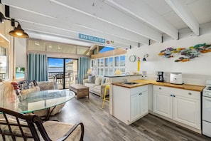 Open layout with living room, kitchen and dining on the main floor