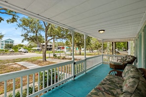 The front porch with comfortable seating