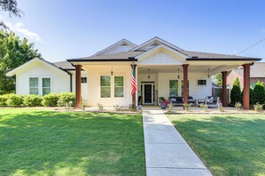 Property Exterior | Single-Story Home | Fenced-In Yard | Gas Grill