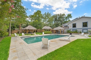 Private backyard paradise with a refreshing pool