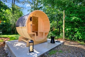Step into the private sauna and let the warmth melt your stress away — your personal retreat for ultimate relaxation.