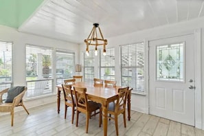 This dining area is located off the kitchen