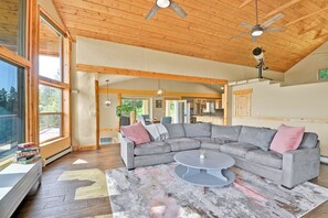 Plenty of room to lounge. Couch pulls out into a queen bed