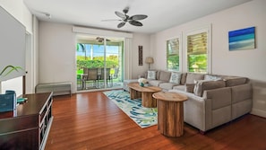 Pili Mai Resort at Poipu #1J - Living Room & Lanai - Parrish Kauai