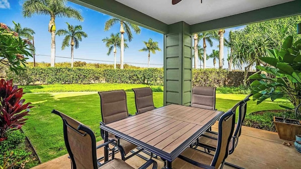 Pili Mai Resort at Poipu #1J - Covered Dining Lanai View - Parrish Kauai